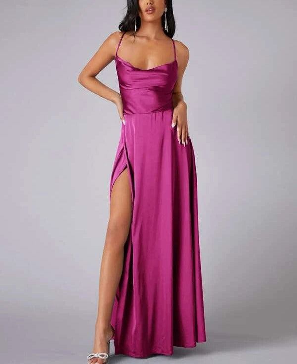 Barbie Lace Backless Satin Dress (Pink)