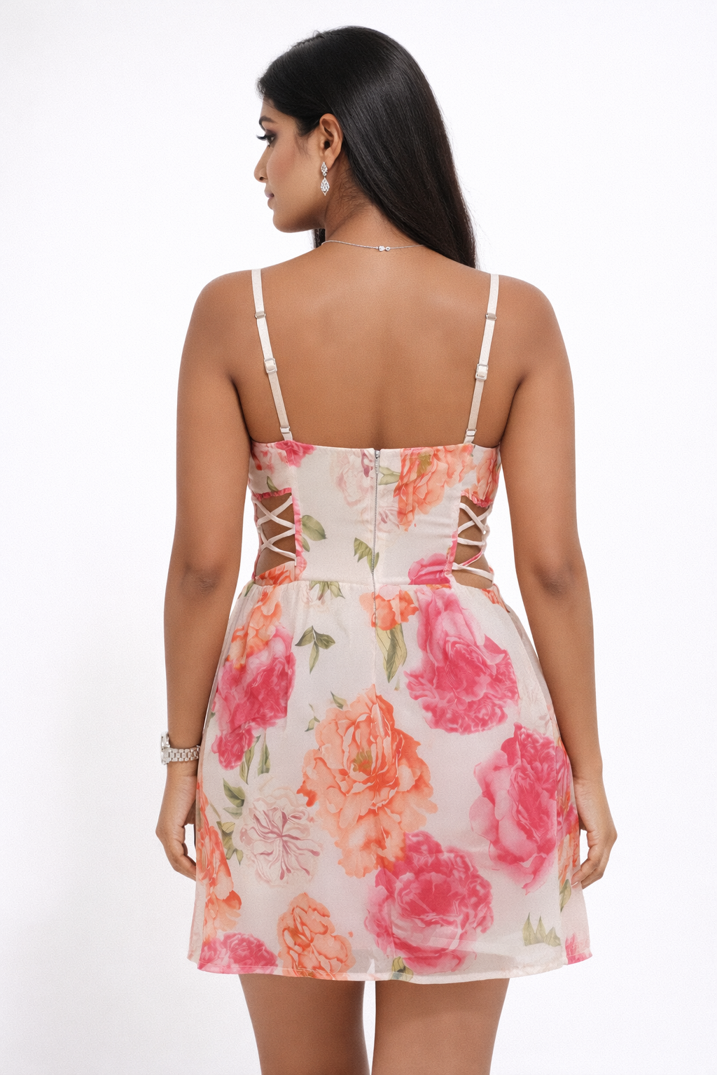 Sally Gifera Floral Cut Off Dress (Pink)