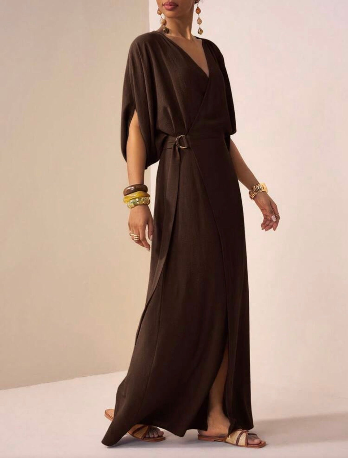 Boho Chic Festival Maxi Dress (Brown)