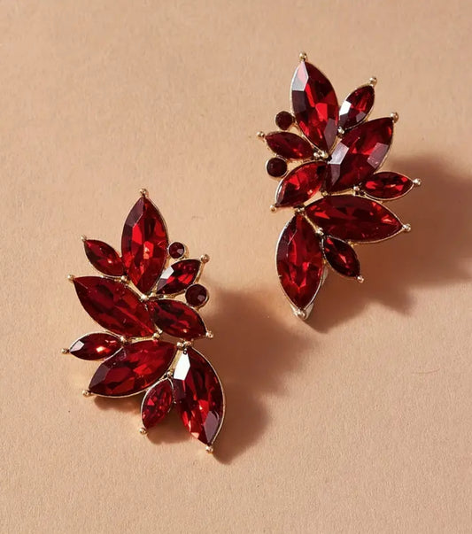 Ephelia Leaves Ruby Earrings (Red)