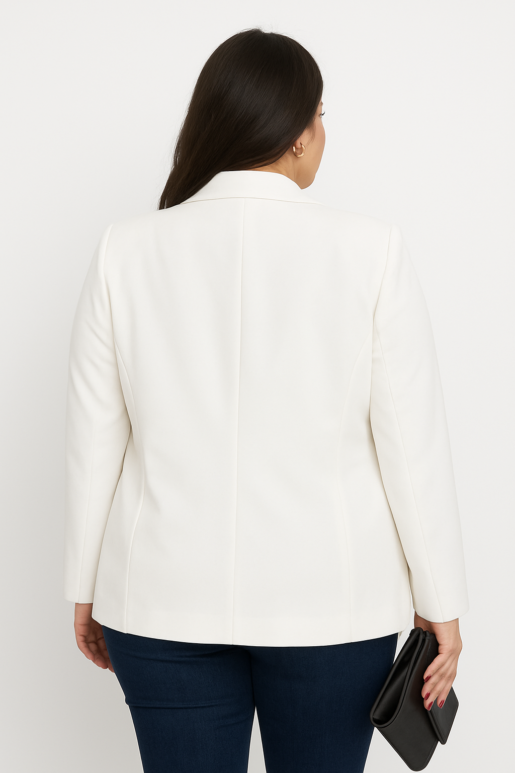 Collar Gold Button Pocket Lined Blazer (White)