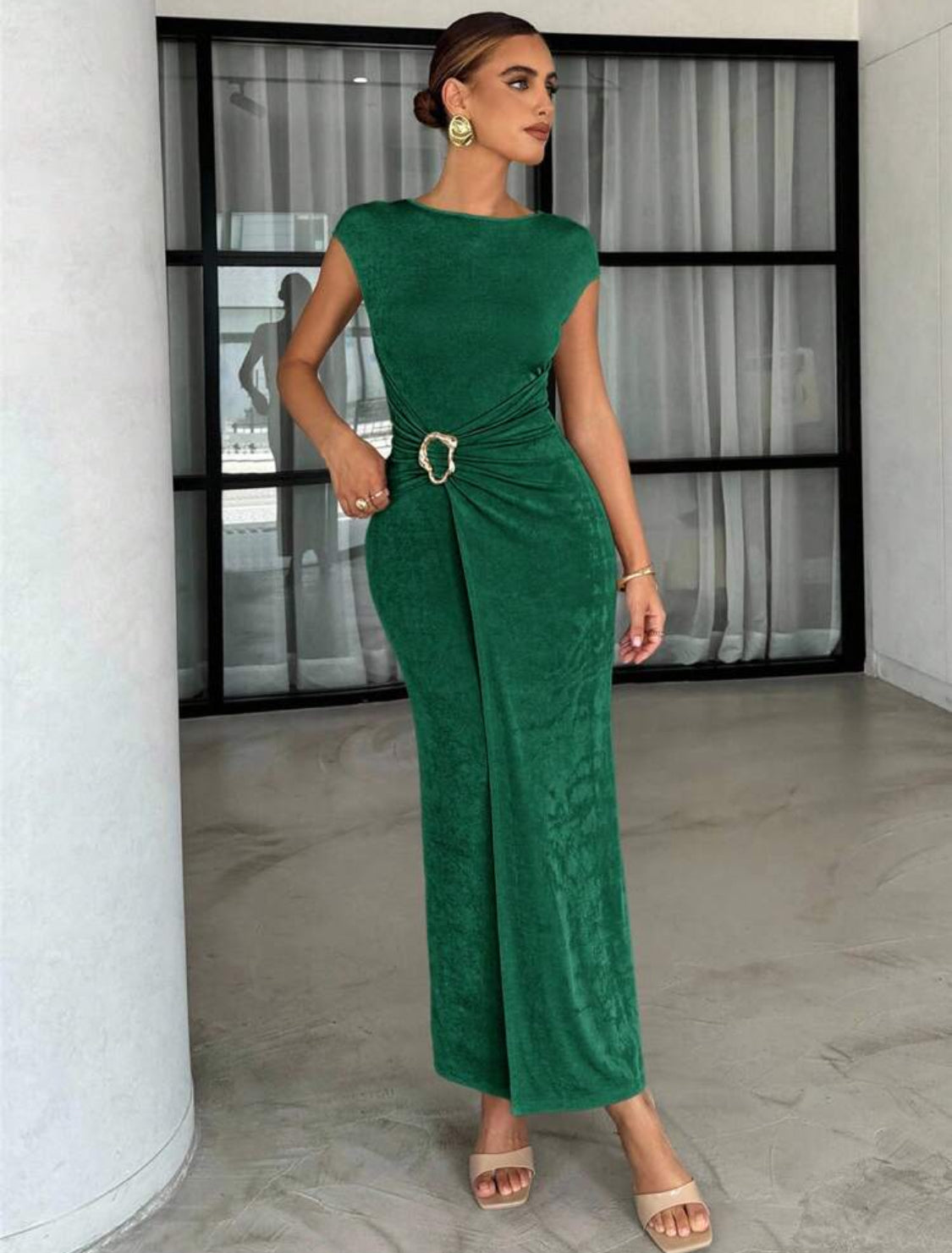 Palawan Halter Buckle Dress (Green)