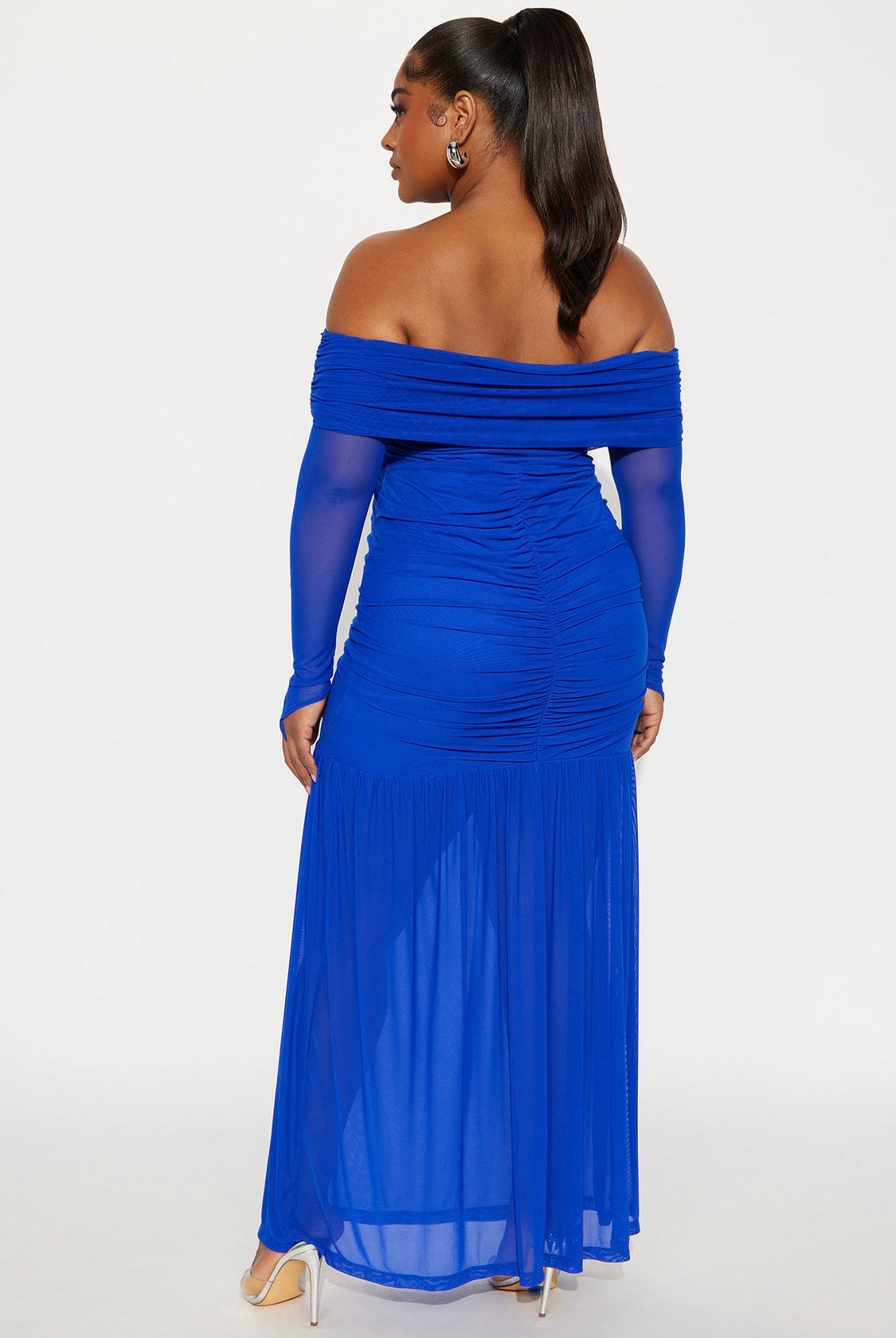 Gliss Pearl Boat Neck Maxi Dress (Royal Blue)