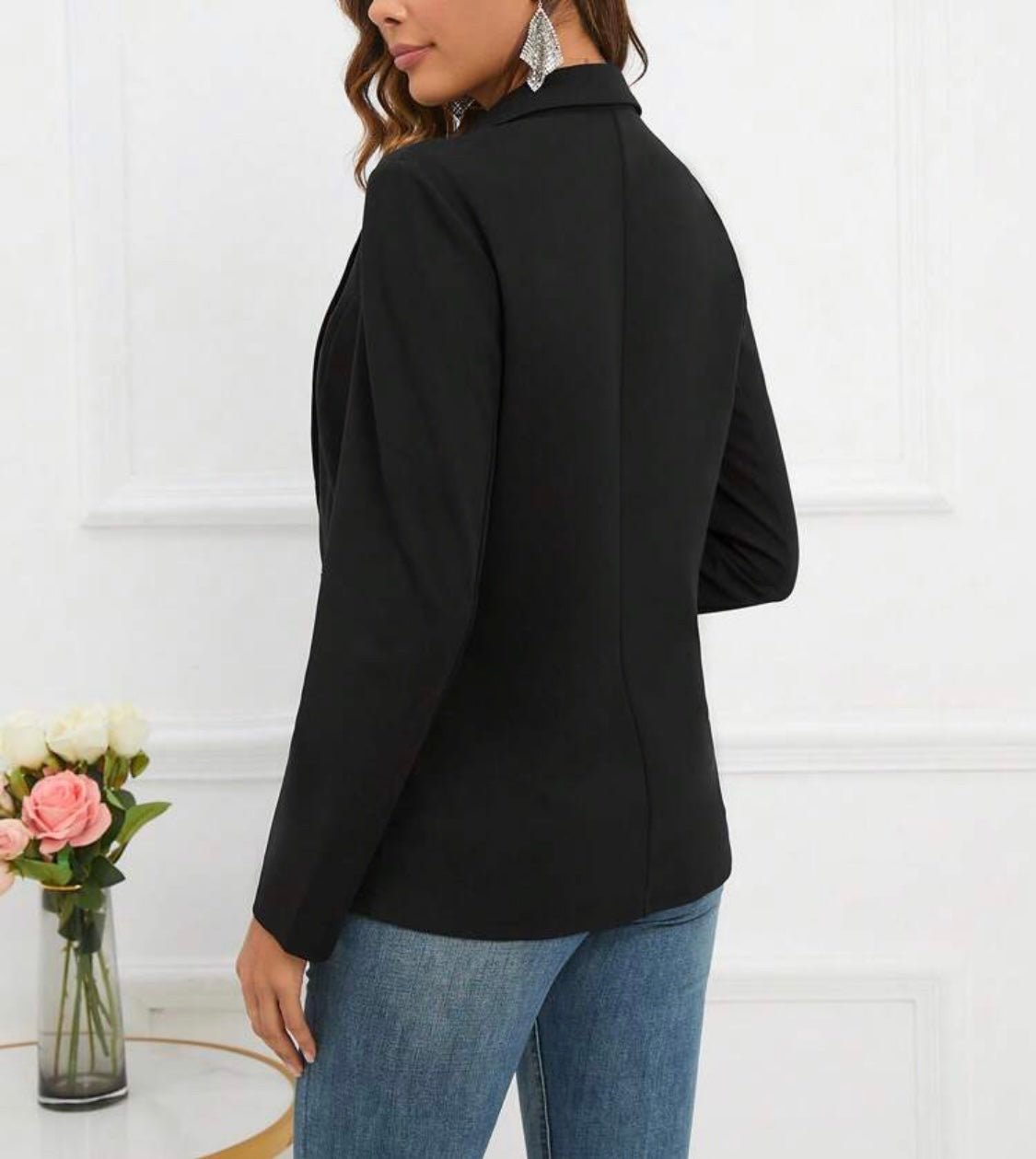 Lady Boss Single Button Blazer (BLACK)