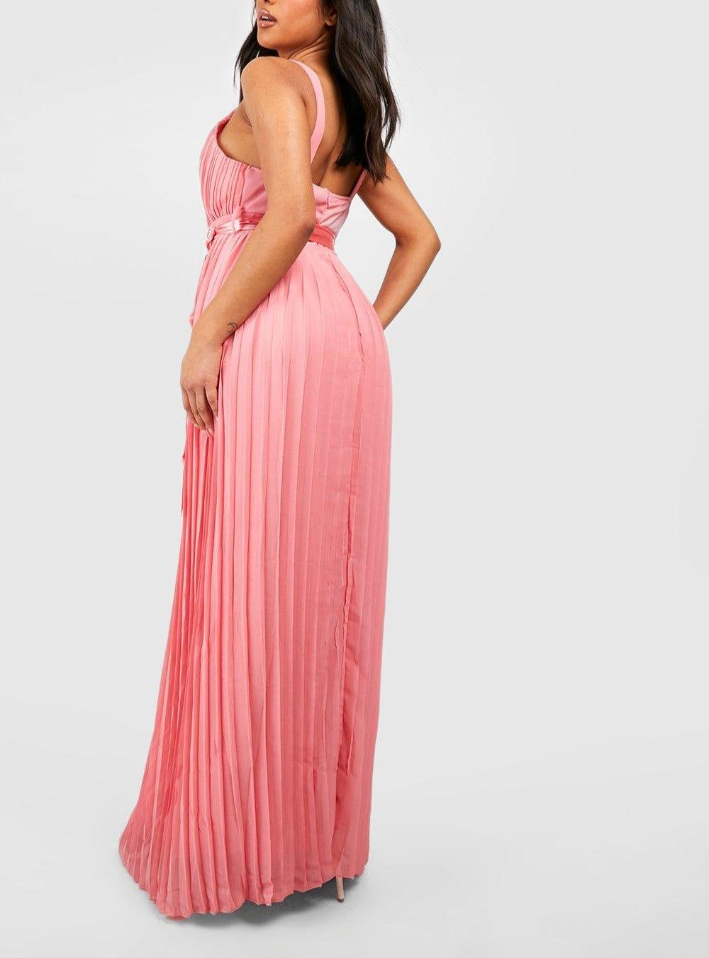 Margot Petite Pleated Halter Dress (Pink)