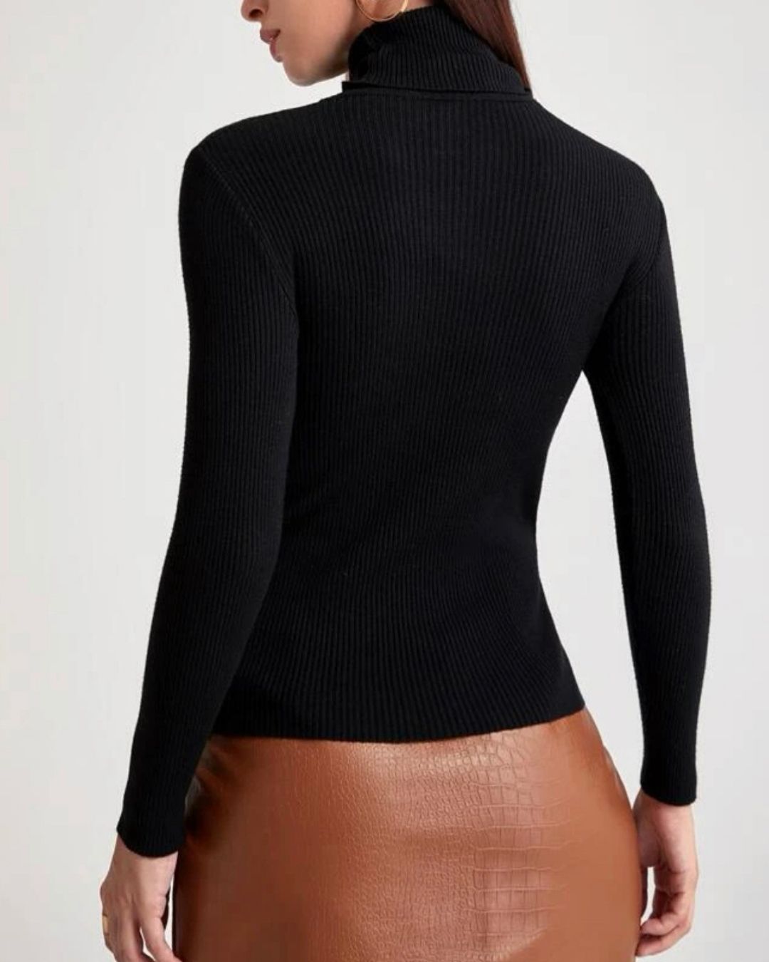 Turtle Neck Ribbed Knit Sweater