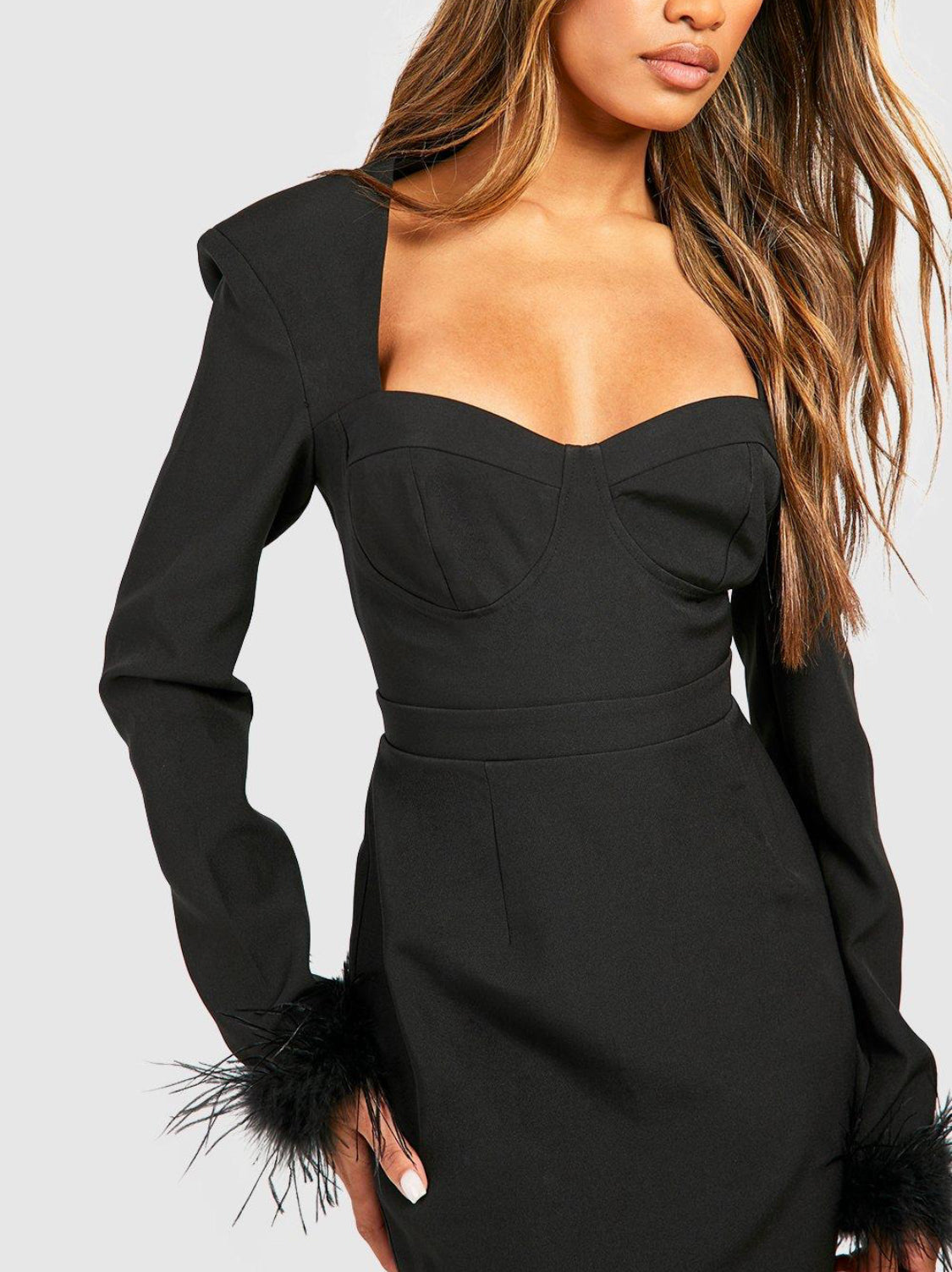 Catchall Classy Bustier Fluffy Dress (Black)