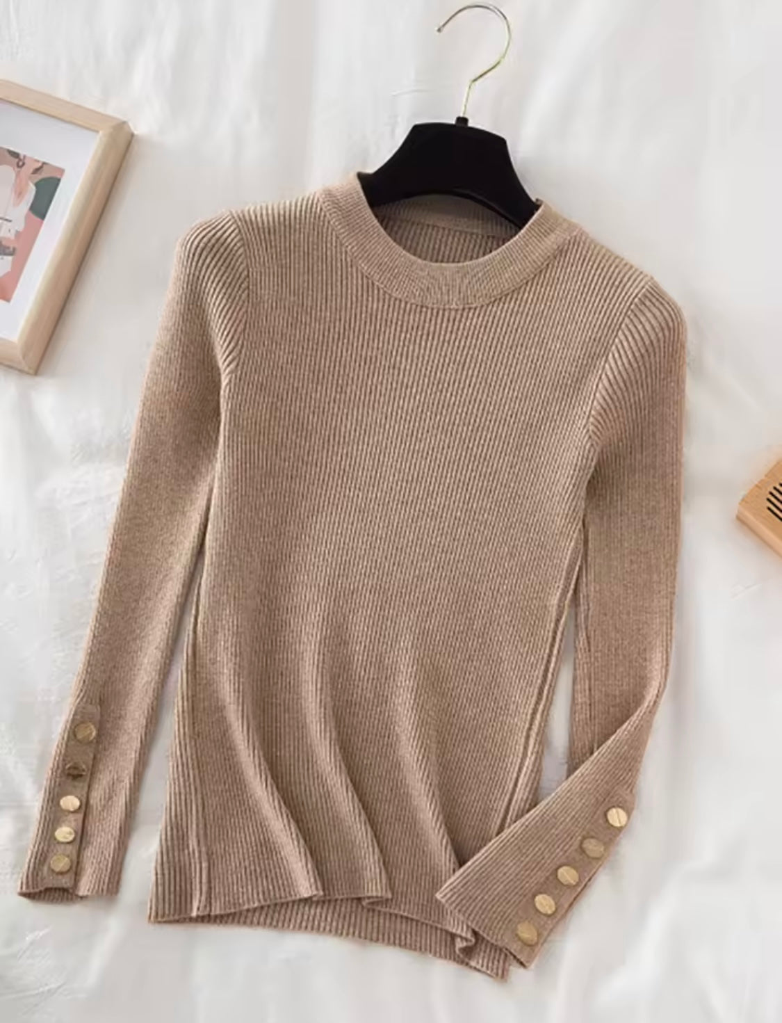 Knit Sweater Round Neck with Button