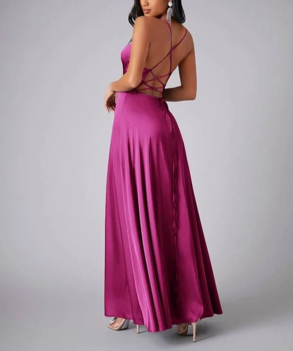 Barbie Lace Backless Satin Dress (Pink)