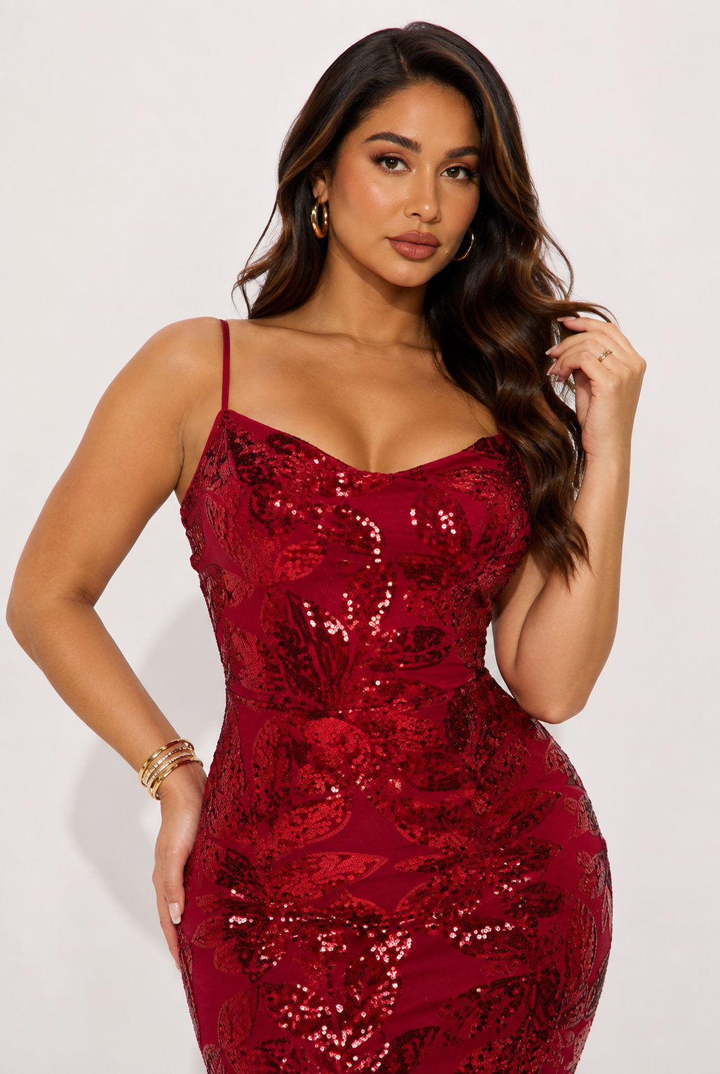 Malorca Sequin Maxi Dress (Red)