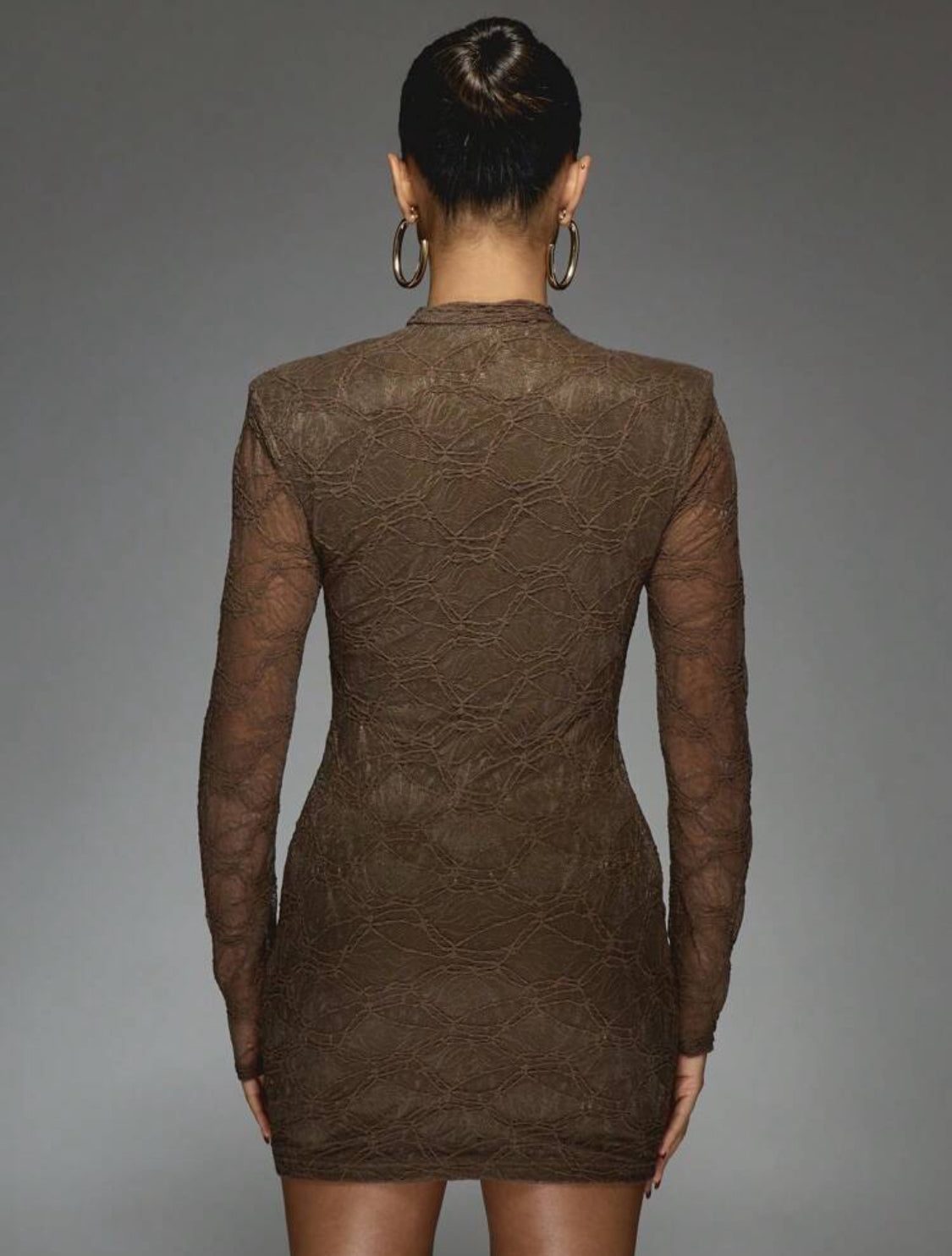 Luna Lace Miss Cut Out Neck Long Sleeves Dress (Army Green)