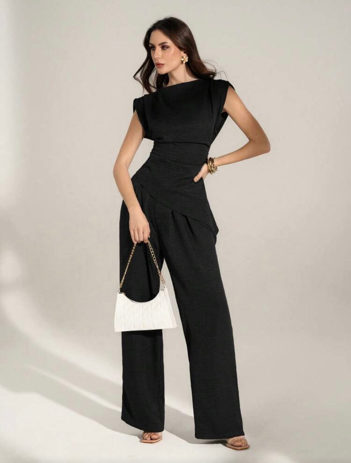 Hailey 2-Pieces Pant Set (Black)