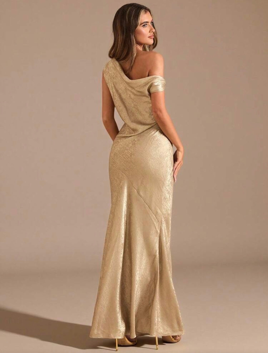 J'adore Foil One Should Draped Dress (Gold)